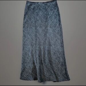EILEEN FISHER Skirt Womens Small Gray Linen Cotton Textured Pull On Flare Midi